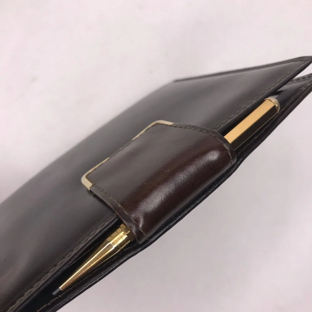 Vintage Bosca Brown Calfskin Leather Travel Wallet Organizer Pencil